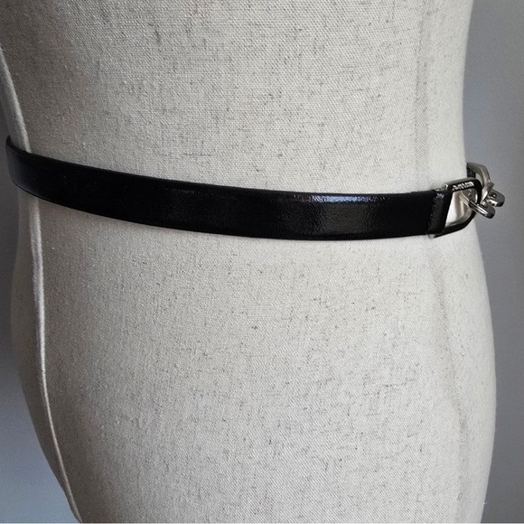 White House Black Market, New Black Silver Chain Link Leather Belt SZ Small main image 7